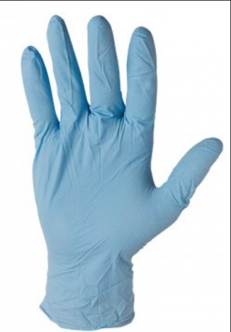 rękawiczka jednorazowa w kolorze niebieskim